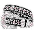 Miniatyrbild 1 av 5: Barn Rhinestone Bälte, Western Cowgirl Cowgirl Bälte med Glittrande Diamanter PU Läderbälte för Jeans Klänning - Perfekt pink 95cm(37Inch)