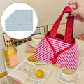 Miniatyrbilde 4 av 5: DIY Stoffbretting Matkurv Symal - Håndveske Symal - Bærbar Tote Bag Plassmatte Stoffbretting Matkurv Opplæring - Perfekt 8Inch
