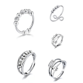 Miniatyrbillede 6 af 6: Ring Justerbar Åbning Fidget Ring Med Perlesmykker Ring - Perfet A4