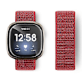 Miniatyrbillede 1 af 2: Kompatibel med Fitbit Versa 4/Sense 2 Bløde Nylon Urremme Sports Loop Udskiftningsarmbånd s202412242730-Perfet Red