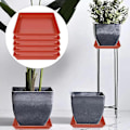 Miniatyrbild 2 av 5: 5 st. Kvadratiska Blomkrukafat i Plast för att Fånga Överskottsvatten och Jordspill - Perfekt för Inomhusväxter White 10 inches