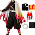 Pikkukuva 2 / 6: Demon Slayer Rengoku Kyoujurou Cosplay Juhlapuku Halloween Party Anime Set Lahjat - Perfet Outfits 2XL