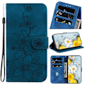 Pikkukuva 1 / 5: Kotelo yhteensopiva Xiaomi Redmi Note 11s:n kanssa, kohokuvioitu Lily-läppälompakko, ensiluokkainen PU-nahkakansi korttipidikkeellä - Perfet Blue