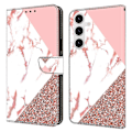Miniatyrbillede 1 af 5: Kompatibel med Samsung Galaxy S25 Wallet Case Mønsterprint Støtte Læder Flip Telefon Cover - Floral Butterfl-Perfet Triangular Marble