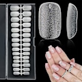 Miniatyrbillede 1 af 5: Korte Mandelformede Negletips, 504 stk Bløde Gel Negletips, Klar Negletips til Akrylnegle Professionel, Fuld Dækning Mandelformede Negletips til Negleforlængelse, Falsk Round Nails Tips
