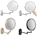 Miniatyrbillede 2 af 5: 8 tommer vægmonteret dobbeltsidet makeup spejl LED tre-tonet lys badeværelsesspejl - Perfekt USB Charging Silver Triple Magnification