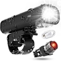 Miniatyrbilde 1 av 5: Sykkellyssett (front- og baklyssatt), LED-sykkellys, 2 lysmoduser, USB-oppladbar, vanntett, 400 lumen - Perfekt