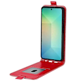 Miniatyrbillede 4 af 4: Kompatibel med R64 Tekstur Vertikal Flip Læder Telefon Cover - Perfekt Red For Samsung Galaxy S25 5G