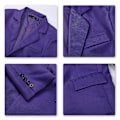 Miniatyrbillede 5 af 5: Mænds Business Casual Klassisk Hakket Lapel Dobbelt Slids Ensfarvet Enknaps Blazer - Perfekt Purple 2XL