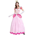 Miniatyrbild 1 av 5: Kvinnors Super Mario Peach Cosplay Kostym Rosa Prinsessklänning + Handskar + Diadem Set Karnevalfest - Perfekt S