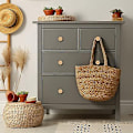 Miniatyrbillede 5 af 6: 8 stk Boho Rattan Kommode Knopper Træ Skuffe Knopper Håndlavede Vævede Møbel Knopper 40mm Skab Kommode Håndtag