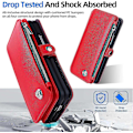 Miniatyrbillede 4 af 5: Kompatibel med Samsung Galaxy Z Fold 5 Wallet Case, Z Fold 5 Etui med S Pen Holder med Rem & Lynlås Magnetisk Flip Læder Cover - Perfekt Red