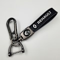 Miniatyrbillede 1 af 5: Læder Nøglering til Bil | Metal Finish | Robust Nøglering | Nøglering og Krogbeslag - Perfekt Silver Hardware Renault
