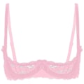 Miniatyrbild 1 av 5: Dam 1/4-kupa bygel-bh halterneck O-ring transparent spets push-up bh underkläder öppen byst bh underkläder-Perfet Dusty Pink C XXL