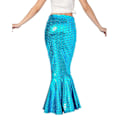 Miniatyrbillede 4 af 5: Creations Voksen Metallic Holografisk Glitter Havfrue Kjole Kostume Rollespil. Leveres med en perle kæde i taljen - Perfekt Blue M