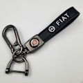 Miniatyrbillede 1 af 5: Læder Nøglering til Bil | Metal Finish | Robust Nøglering | Nøglering og Krogbeslag - Perfekt Silver Hardware Fiat