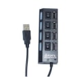 Pikkukuva 4 / 5: 4-porttinen USB Hub 2.0 High Speed ​​Hub on/off -kytkin LED-lampulla - Perfet black