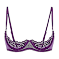 Pikkukuva 1 / 5: Naisten 1/4 cup kaarituellinen halterneck-tyylinen O-rengas läpinäkyvä pitsi push-up rintaliivit alusvaatteet avorintaiset rintaliivit alusvaatteet - Perfet Purple D 5XL