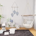 Pikkukuva 3 / 9: Makrame-seinäkoriste Boho Woven Gobestry Leaf Design -seinäkoristelu- Täydellinen Gray