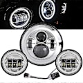 Pikkukuva 4 / 4: Yhteensopiva Harley Davidson Electra Glide Softail Fat Boy touring -mallien 7-tuumaisen moottoripyörän kanssa, jossa on LED-ajovalot ja 4,5-tuumaiset sumuvalot - Täydellinen 7inch and Bracket B