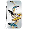 Pikkukuva 2 / 5: Piirroskuvioinen nahkakotelo yhteensopiva Motorola Moto G75 5G:n kanssa - Perfet Gold Butterfly Feathers