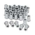 Mutter 100 st 1/4In-20UNC Rostfritt stål 304 Finish Platt Huvud Rivmutter Gängad Insats Mutter Räfflad Kropp-Perfekt