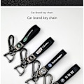 Miniatyrbillede 2 af 5: Læder Nøglering til Bil | Metal Finish | Robust Nøglering | Nøglering og Krogbeslag - Perfekt Silver Hardware BMW