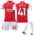 Miniatyrbilde 1 av 2: 2023-2024 Arsenal hjemmefotballsett for barn med nr. 41 rissokker – perfekt 20