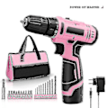 Miniatyrbilde 1 av 4: Rosa Power Pink Drillsett for Kvinner 12v Kordløs Drill Driver Verktøysett for Kvinner Li-ion Elektrisk Drill, Power Drillsett med Verktøyveske-Perfekt