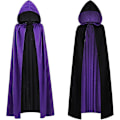 Miniatyrbillede 1 af 5: Dobbeltsidig Kappe til Voksne og Børn, Påske Halloween Jul Kappe Maskerade Vampyr Hexe Troldmand Cosplay Kappe - Perfekt Black Purple 90cm