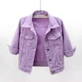 Pikkukuva 1 / 5: Kevät-syksy Lyhyt Takki Naisten Ulkovaatteet Howdfeo Denim Takki Vaaleanpunainen Jeans Takit Rentoutuneet Naiset Violetti Keltainen Valkoinen Löysät Yläosat-Perfet Lavender S