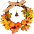 Miniatyrbilde 2 av 6: Kunstig høstkrans med høsting av lønneblader Gresskarbær dørkrans Garland Veggdekor for Halloween - Perfet