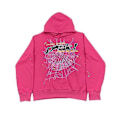 Miniatyrbilde 2 av 4: Spider Web Grafisk Hettegenser, Bomullsgenser for Menn og Kvinner - Perfekt Pink 2XL