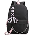 Miniatyrbillede 1 af 5: Middle School Student Rygsæk, Bts College Casual Bag Sidekonfiguration USB-interface og hovedtelefonstik. (sort 1)- Perfet