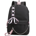 Pikkukuva 1 / 5: Yläasteen opiskelijoiden reppu, Bts College Casual Bag Side-kokoonpano USB liitäntä ja kuulokeliitäntä. (musta 1)- Täydellinen
