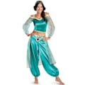 Miniatyrbild 1 av 3: Kvinnors Halloween Aladdin Jasmine Princess Fancy Dress Carnival Cosplay Costume S Blue Green 2XL