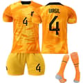22-23 Nederländerna Hemma Set #10 #4 #21 T-shirt fotbollsuniform - Perfekt No.4 Virgil van Dijk 28