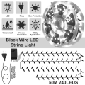 Miniatyrbilde 5 av 6: 50M 240 LED Black Wire LED Fairy Lights Julelys for hage Juletre dekorasjon - Perfet