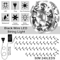 Pikkukuva 5 / 6: 50M 240 LED musta lanka LED Fairy Lights jouluvalot puutarhaan joulukuusen koristeluun - Perfet