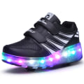 Miniatyrbild 1 av 6: Led lights rullskridskor dubbla hjul USB uppladdningsbara skridskor - Perfet Black 40