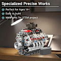 Miniatyrbild 3 av 5: Mold King V8 Motor Byggset, Fungerande V8 Motormodell Kit, Bygg Din Egen STEM Modellmotor, 8-Cylindrig Bilmotor Byggprojekt - Perfekt