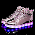 Miniatyrbilde 1 av 5: Høytopper for menn og kvinner, lysende sko, LED-sko for barn, speilbelagte skinnsko, store størrelser 25-46 - perfekt Pink 41-Foot length 25.5cm