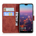 Pikkukuva 4 / 4: Yhteensopiva Huawei P20 kanssa, ihon tuntuinen, puhdasvärinen, läppä nahkainen puhelinkotelo - Perfet Brown