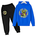 Miniatyrbillede 3 af 5: Forår Efterår Drenge Casual Cobra Kai Print Langærmet Pullover Hættetrøje+Bukser Tøj 2 STK Træningsdragt 4-14 År Pige Drenge Tøj-Perfet 9-10T 14