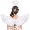 Miniatyrbilde 2 av 6: Englevinger og Halo Voksne hvite englevinger for barn Halloween jul - Perfet White