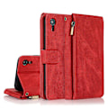 Miniatyrbillede 1 af 5: Kompatibel med iPhone Xr Cover, 8 Kort Slots Retro Læder Wallet Stødsikkert Flip Kickstand Cover med Lynlåslomme-Perfet Red