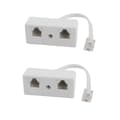 2X 6P4C RJ11 Hann til Dobbel Hunn Telefonlinje Splitter Koblingsadapter - Perfekt