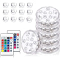 Miniatyrbillede 1 af 6: 6 stk nedsænkelige LED-lys, 10 LED-undervandslys, 16 RGB-farver med 12 sugekopper og 1 RF-fjernbetjening til Pond Aquarium SPA Pool Garden