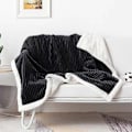 Miniatyrbilde 1 av 5: Magisk Velvet Sherpa-pledd Fleece Teppe Oransje og Hvit Sherpa Myk Plysj Fluffy Varmt Koselig Tykt for Seng Sofa Stol - Perfekt 2 150x200cm