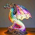 Miniatyrbillede 2 af 5: Dyr Bordlampe Farvet Glasmosaik Natlampe Retro Bordlampe Julegave - Perfekt cock